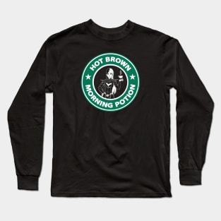 Hot Brown Morning Potion (Black Print) Long Sleeve T-Shirt